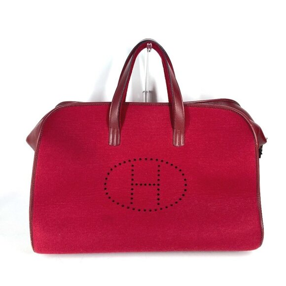 HERMES Red Leather Boston Bag - Picture 1 of 15